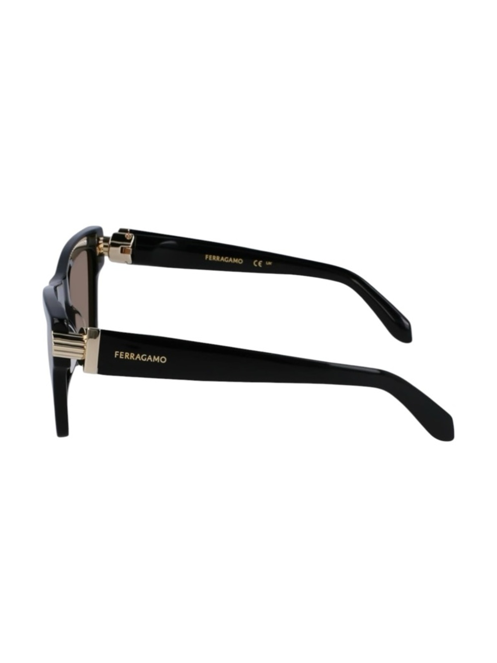Salvatore Ferragamo SF2013S Black Gold Square Brown Lens 52 mm Sunglasses NIB - Picture 3 of 15